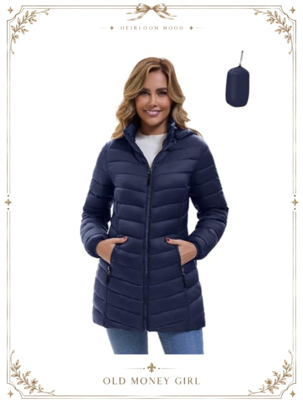 Packable Puffer Jacket Lightweight Quilted Coat Detachable Hood Slim Fit